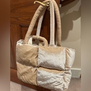 Anthropologie puffer velvet tote